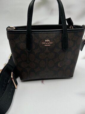 Brown Coach Signature Canvas Mini Soho Shoulder Bag